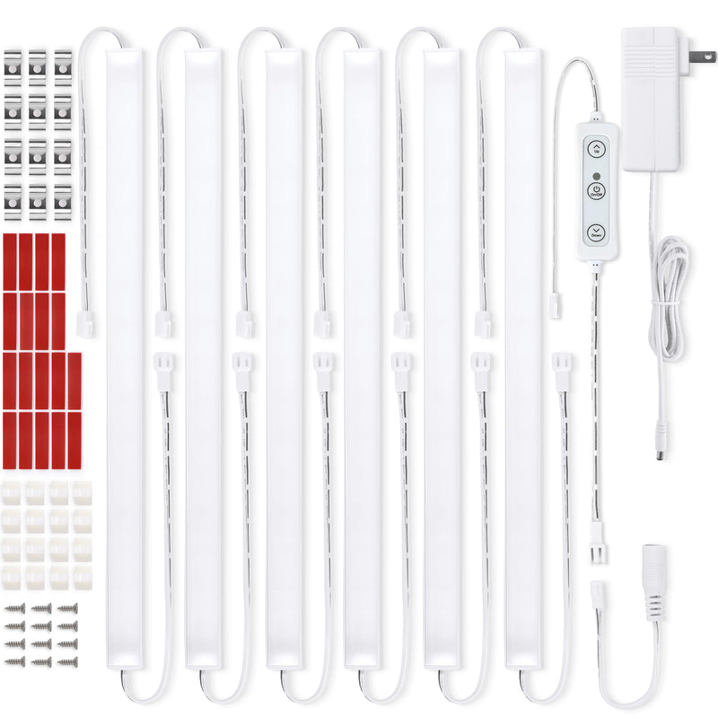 [AUSTRALIA] - Litever Under Cabinet Lights Plug in, 6 pcs 12 Inches LED Light Strip Bars. Super Bright Dimmable Linkable for Kitchen Counter Above Cabinets Shelf Workbench Desk Closet Lighting. Daylight 5000K 6-Light-Kit 