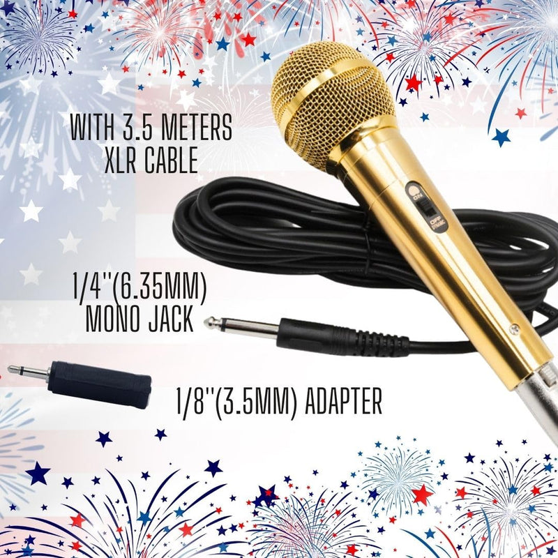 Sparkle Gold Cardioid Dynamic Vocal Wire Microphone with 10FT XLR Cable