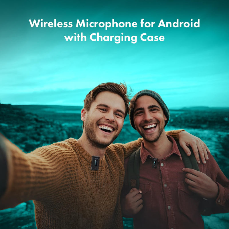 [AUSTRALIA] - Movo WMX-2-C Wireless Microphone for USB-C Devices – Wireless Lavalier Mic System with Charging Case – Clip-On Lapel Mic for iPhone 15 and Up, Android, iPad Pro, MacBook – 7HR Battery, 328ft Range 1 Transmitter 