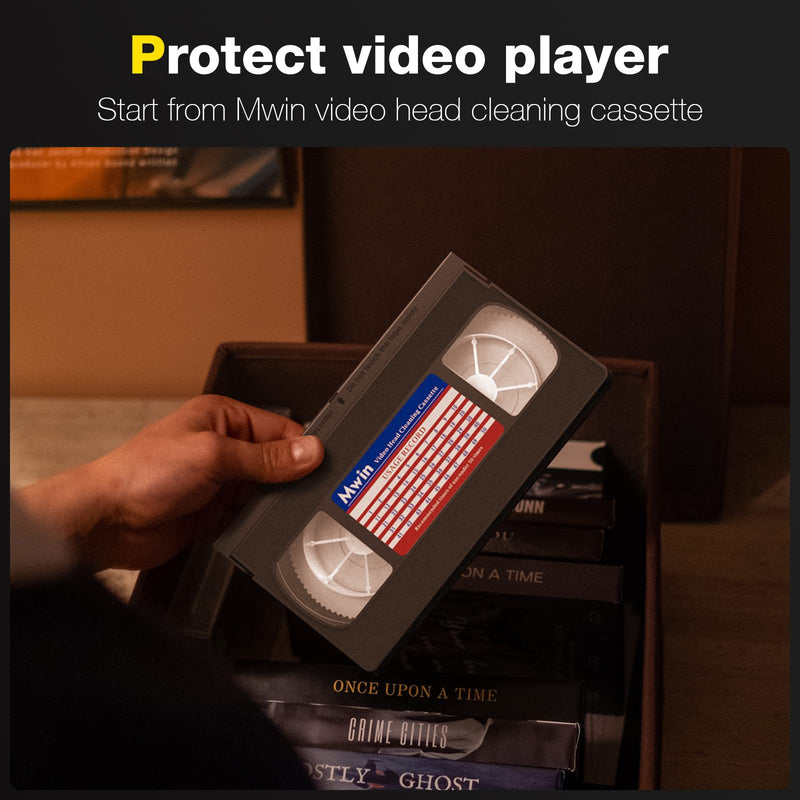 VHS Head Cleaner for VHS/VCR Players, Dry Technology- No Fluid Reusable Video Head Cleaner Tape