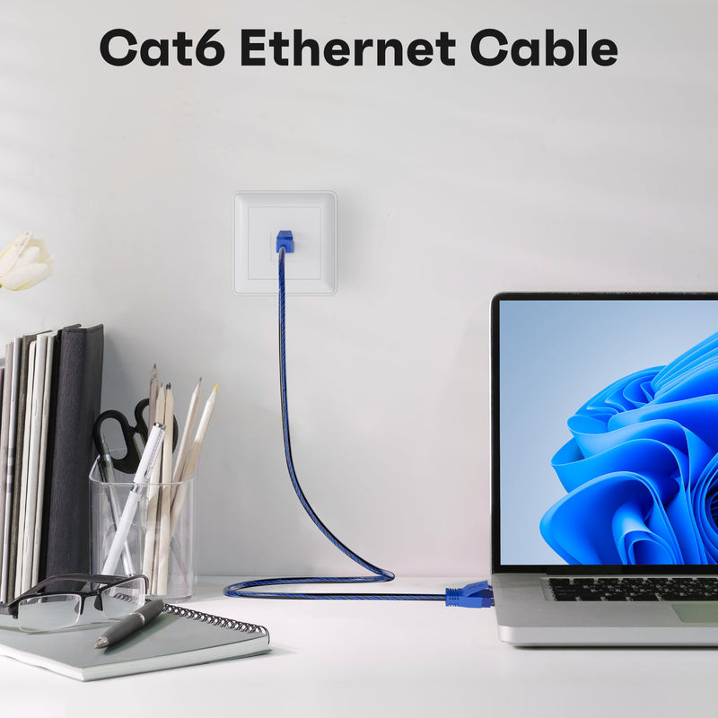 Cat6 Ethernet Cable 6 FT (50-Pack), Snagless Cat 6 Patch Cable, Upgraded Transparent Flexible PVC Jacket, OFC Oxygen-Free Copper, 1Gbps, Internet Network Cable, Cat6 Cables, UTP, Blue Cable -50 Pack 50-Pack Transparent Blue