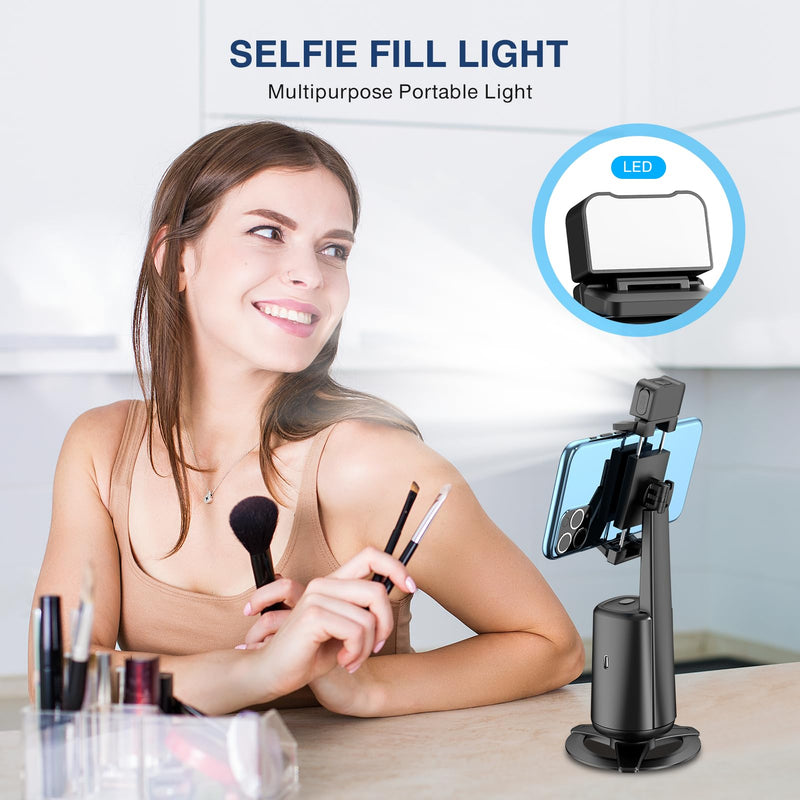 [AUSTRALIA] - Auto Face Tracking Tripod 360° Rotating Auto Tracking Phone Stand, No App, Phone Camera Stand with Remote and Gesture Control, Rechargeable Smart Shooting Stand for Live Video Recording Tiktok Black 