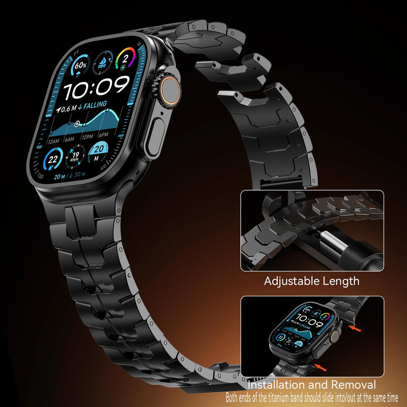 Magnetic Titanium Band for Apple Watch Ultra 2 & Ultra 49mm/ Series 10 46mm/ Series 9/8/7 45mm /SE 44mm, Premium Adjustable Titanium Watch Band with Scratch-Resistant Coating