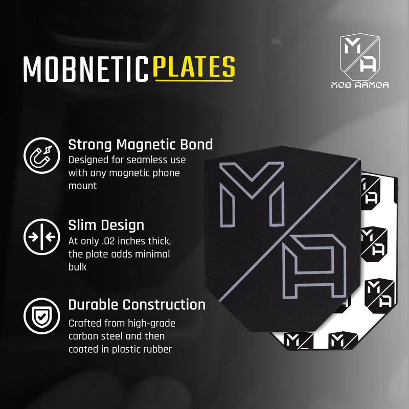Mob Armor MobNetic Phone Magnet Plate, 6 Pack | 0.02" Thick Metal, 3M VHB Adhesive, Compatible w/ iPhone & Android, For Phone Mounts on Cars, Trucks & Motorcycles