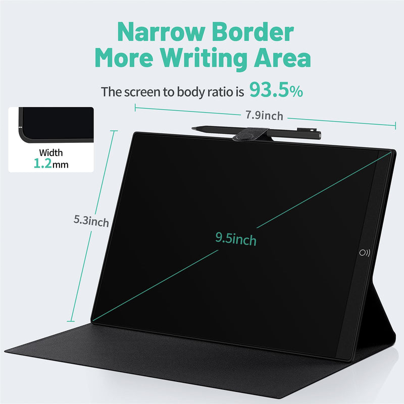 LCD Writing Tablet for Adults: 9.5 Inch Drawing Board with PU Leather Case | Reusable Drawing Board Portable Use for Office Study Teaching 9.5 inch with Leather Case