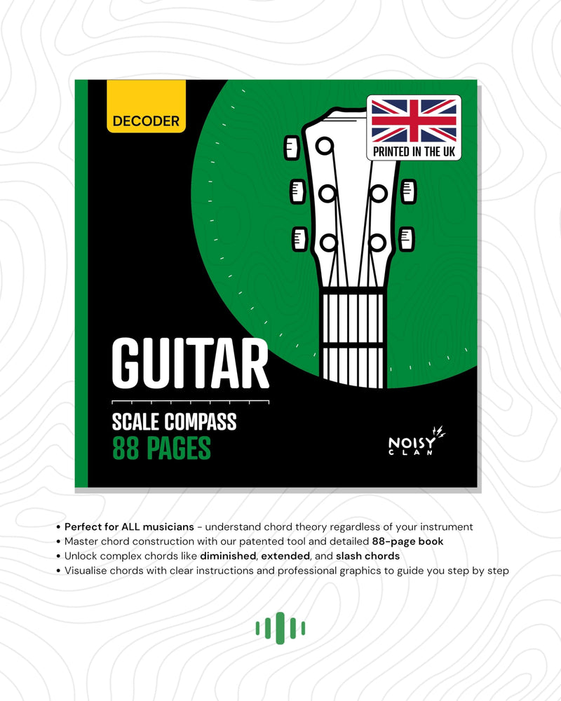 Sliding Guitar Scales Compass & 88-Page Decoder Book for Beginners | Learn Major, Minor, Pentatonic & Blues Scales | Portable Guitar Learning Tool for Acoustic, Electric & Bass by Noisy Clan Scale Compass