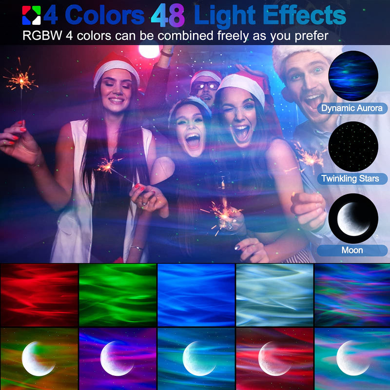 Cadrim Star Light Projector Aurora with Moon, LED Laser Starry Projection Built-in Bluetooth Speaker and Remote Multi-Color Night Lamp for Bedroom, Home Theater, Game Room and Mood Ambience Black