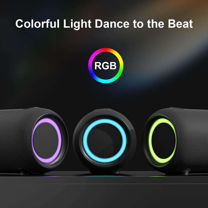 Passau Portable Bluetooth Speakers 40W Peak Loud Stereo Sound, Passive Radiators-Deep Bass, 20H Playtime, Adjustable Strap, Bluetooth 5.3, IPX5 Wireless Speaker with RGB Lights for Indoor Outdoor