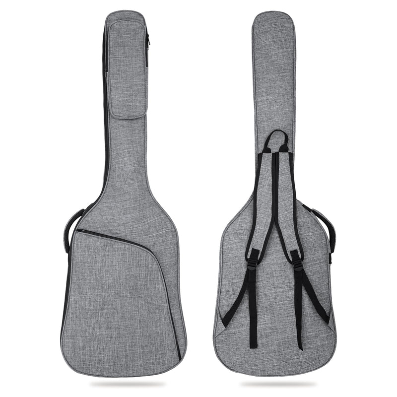 Bass Guitar Bag, Bass Gig Bag 7MM Padding Soft Electric Bass Guitar Case Backpack with Pockets, Grey Grey-1