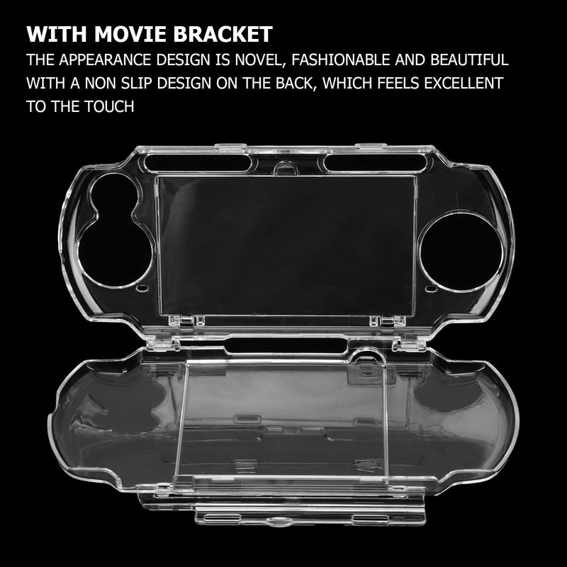 Protective Shell, for PSP 2000 3000 Game Console, Transparent Crystal Protective Cover Shell Skin, Full Housing Case with Movie Bracket, Shock/Scratch Resistant