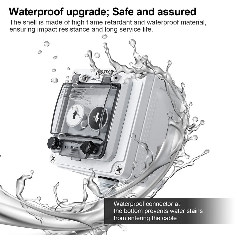 [AUSTRALIA] - IP67 Button Switch Outdoor Waterproof Box 2 Push Button White Up Black Down Button with Protective Cover Anti-misoperation Switch(AC/DC 6A-110V/3A-240V/2.5A-380V) 2 Buttons-White Up & Black Down Self-Resetting 