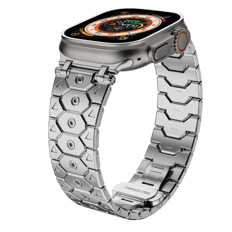Metal Band Compatible with Apple Watch Band for Men 49mm 45mm 44mm 42mm 41mm 40mm 38mm, Octagonal Structure Titan Stainless Steel Strap for iWatch Bands Ultra 2, SE, Series 9 8 7 6 5 4 3 2 1 38/40/41/42mm Silver
