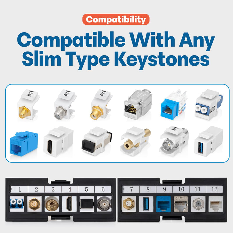 Everest Media Solutions Bundle – 2 Items: 24-Port Keystone Patch Panel + 20 Pack of RJ45 CAT6 Keystone Jacks - White