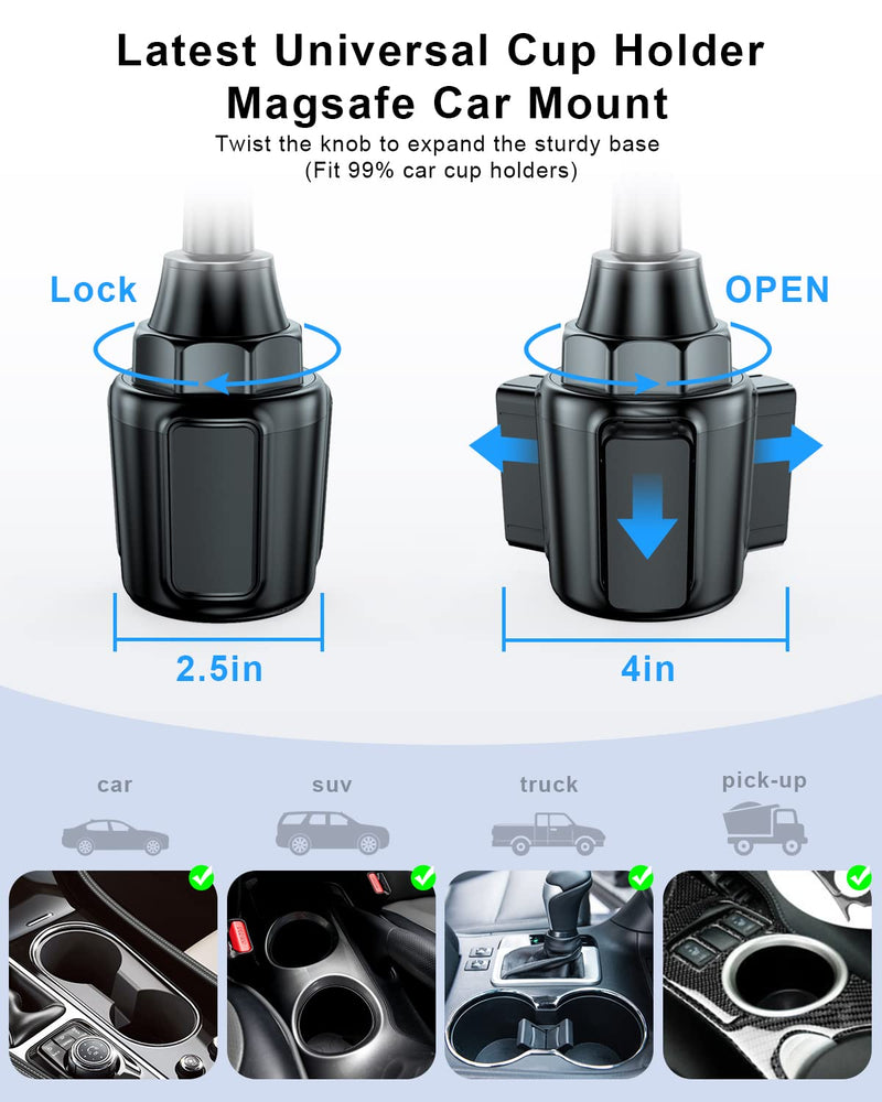 Bundle 180W 2-Socket Cigarette Lighter Adapter & MagSafe Car Cup Holder Phone Mount