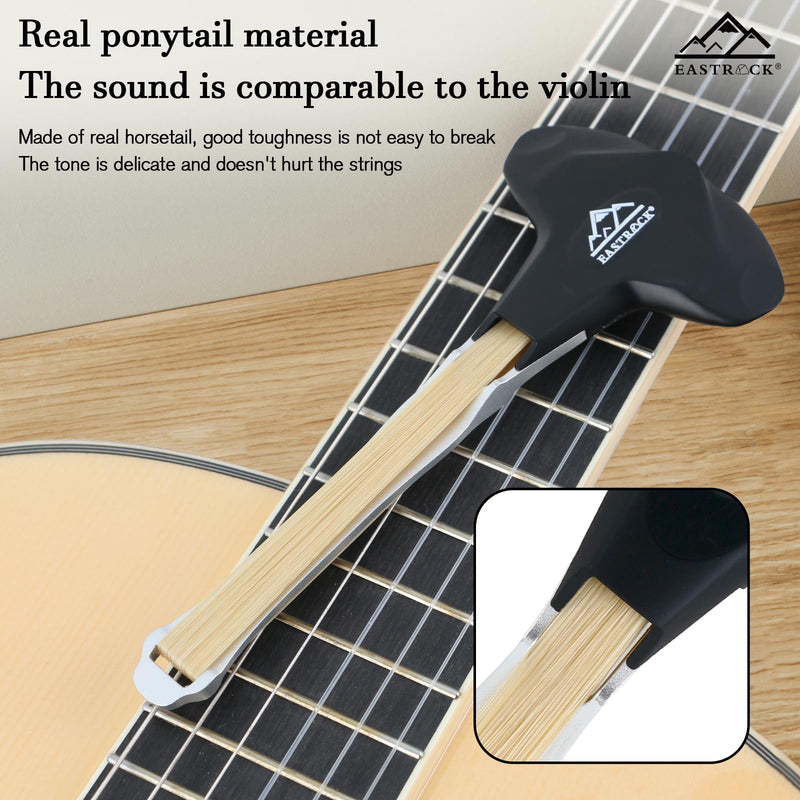 EASTROCK Guitar Bow, 2-in-1 Real Horsehair Guitar Bow for Acoustic, Create Violin & Cello-Like Sounds, Christmas Birthday Gift for Guitar Player and Music Lover, Short Black