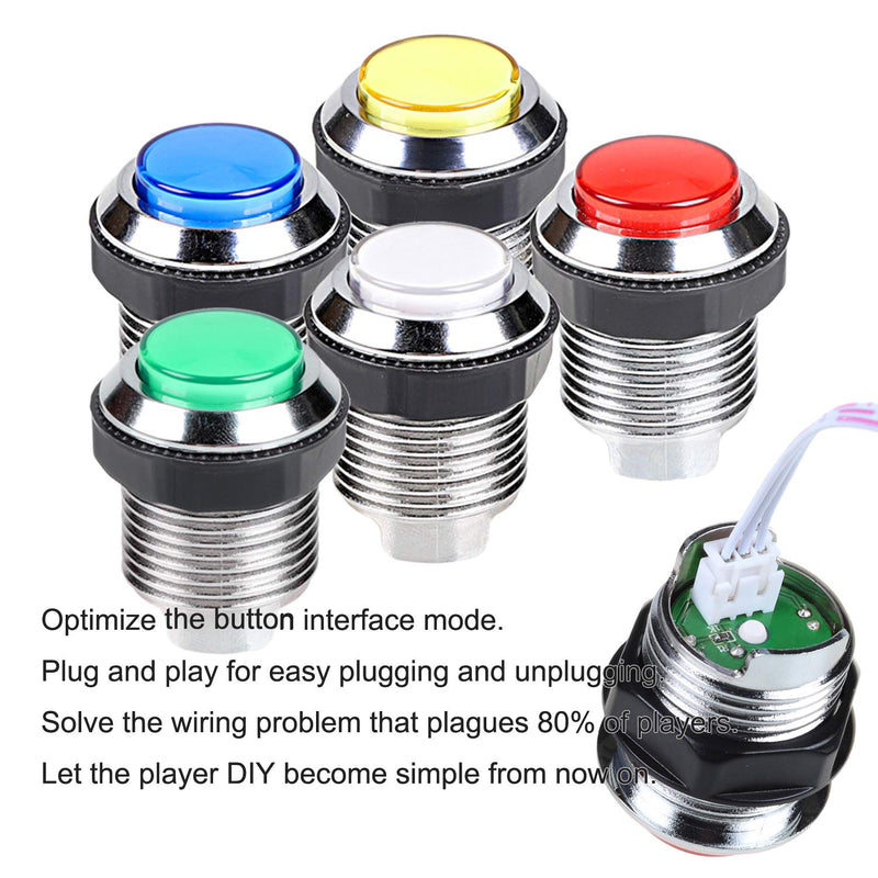 EG STARTS Arcade DIY Kit USB Encoder To PC Joystick + 8 Ways 5 Pin Stick + Chrome Plated LED Illuminated Push Button 1 Player & Coin Buttons For Arcade Mame Raspberry Pi 2 3 3B Games