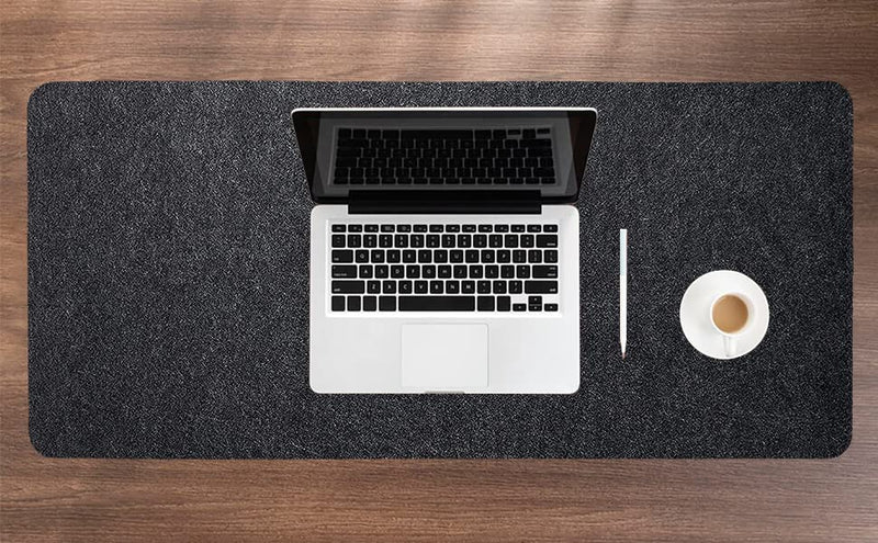 DAWNTREES Large Felt Desk Pad , 40''x16'' Full Desk Mouse Pad, Desk Pad for Keyboard ,Computer Mat for Desk ,100X40cm Felt Desk Mat for Desk Pad Protector 100x40cm Dark Grey