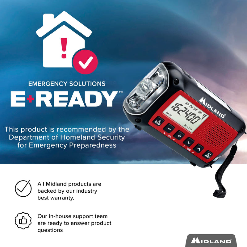 Midland ER40 Emergency Crank Weather Alert Radio w/Flashlight