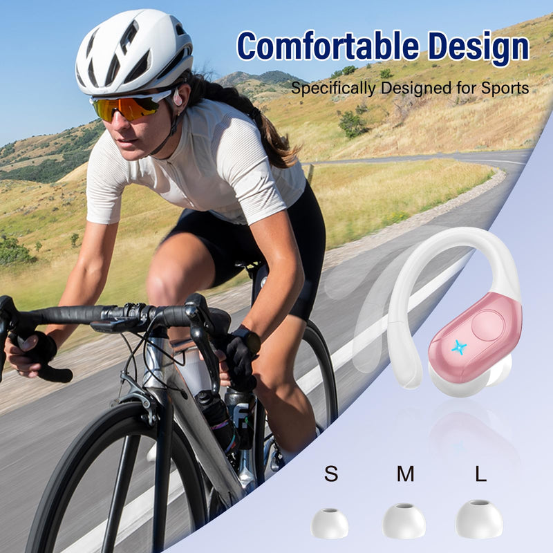Qecnato Wireless Earbuds, Bluetooth Headphones Ear Buds, IP7 Waterproof Sports Earphones Bluetooth Earbuds with 4 ENC Mic, Running, Elegant Pink