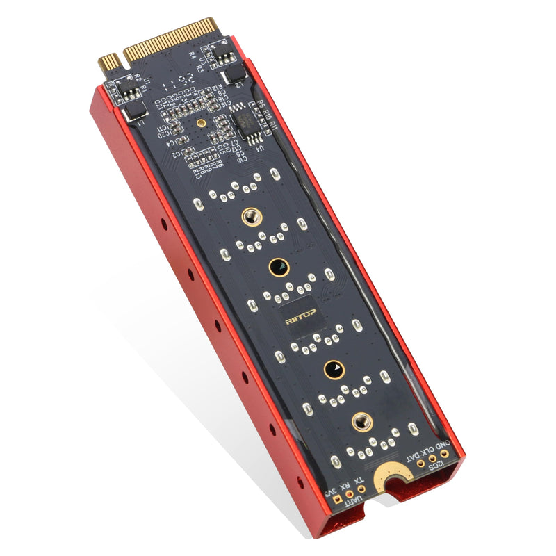M.2 to SATA Adapter [6-Port], M2 NVMe to SATA 3.0 Card ASM1166 Chipset with Aluminum Housing for SSD/HDD up to 6Gbps Red