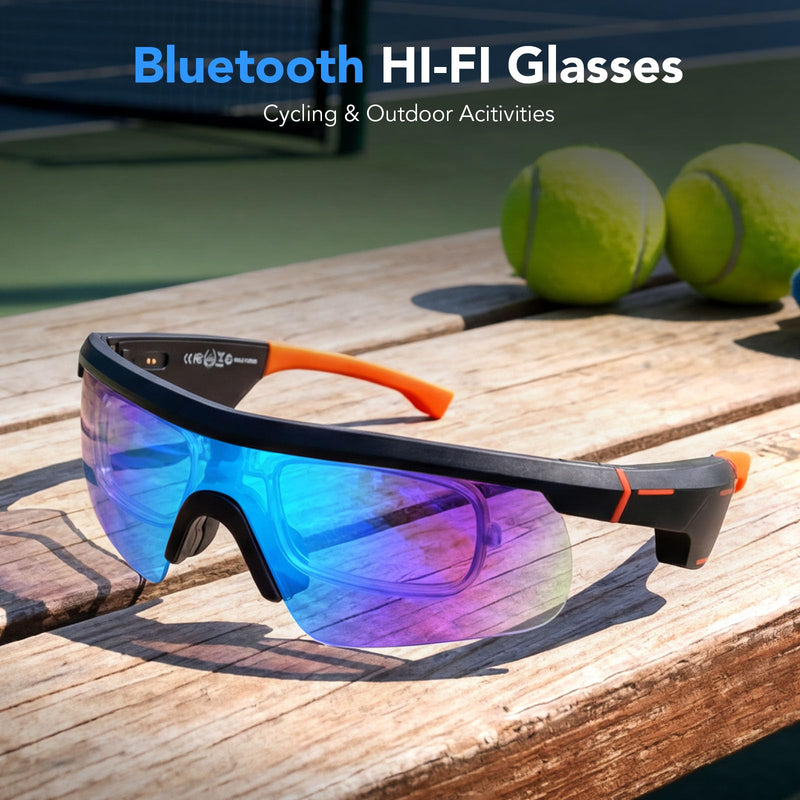 Sporty Bluetooth Safety Audio Glasses with Enhanced Mic Silicone Sleeve | King Will, Water-Resistant & UV Protection, For Cycling & Outdoor, Enhanced HIFI Stereo Effects, Fast Charging, 8H Playtime