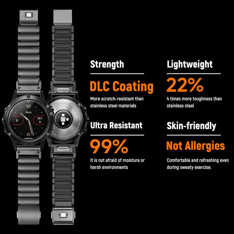 Magnetic Band Compatible with Garmin Watch Band 22mm/26mm，Quickfit Design Titanium Silicone Dual-Layer Link For Garmin Fenix 8/7/6 Pro/5 Plus/Tactix/MARQ/Endur/Quatix/Forerunner 935/945 Black Quickfit 26mm