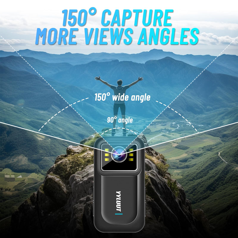 YYLUUT Body Camera with Video recording Cam - Bodycam with 1080P HD Built in 64GB Memory Card, IP67 Waterproofing, 1.5 Inch Bigger Display Cams, Wearable Clip On 10 Hours Video Recorder Cameras