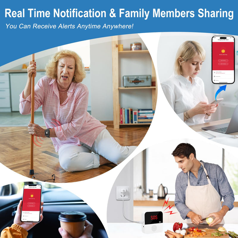 WiFi Wireless Caregiver Pager Call Button System Emergency Alert System Life Alert Button for Seniors Patient Disabled Elderly 1 Call Button 1 Watch Button 1 Receiver(only Supports 2.4GHz Wi-Fi) 1 Button & 1 Watch & 1 Receiver