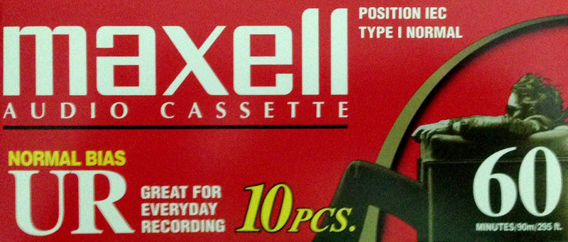Maxell Audio Cassette - Blank Media, Cassette, Red, 60 Min, Pack of 10