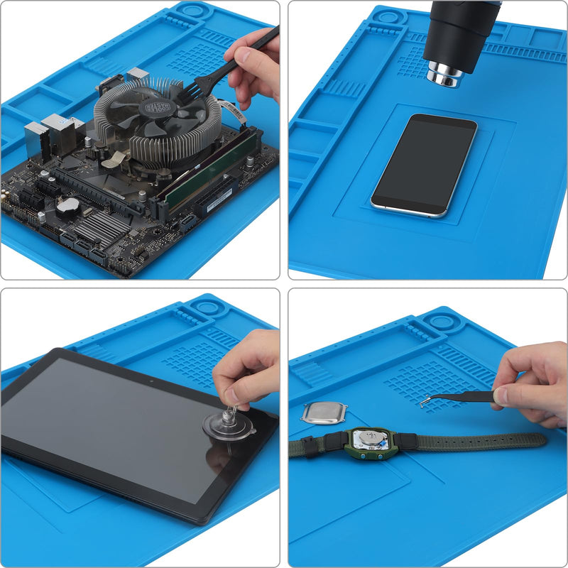 STREBITO Silicone Soldering Mat Electronics Mat, Solder Pad Heat Resistant 932°F, Magnetic Work Mat Silicone Repair Mat for Soldering, Computer, Laptop, Cell Phone, RC, Watch, Gun, Size 17.7" x 11.8" S-450