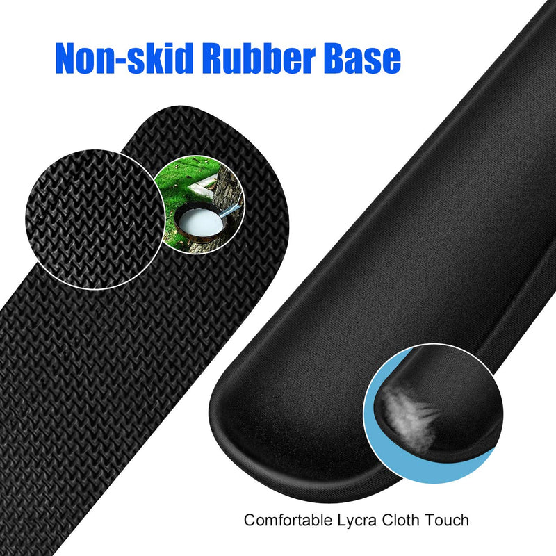JIKIOU Keyboard Wrist Rest, Wrist Support Pads for Keyboard and Mouse, Memory Foam Ergonomic Cushion for Carpal Tunnel, Mouse Rest Pad Pain Relief Easy Typing for Computer, Laptop, Office, Black