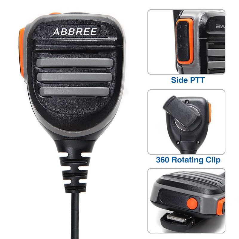 [AUSTRALIA] - ABBREE AR-780 Two Way Radio Rainproof Handheld Speaker Mic Microphone(Upgrade of BF-S112), Remote Shoulder Mic for GMRS Radio Baofeng UV-5R BF-F8HP BF-888S UV-K5 UV-5RX3 GM-15PRO Ham Radio 