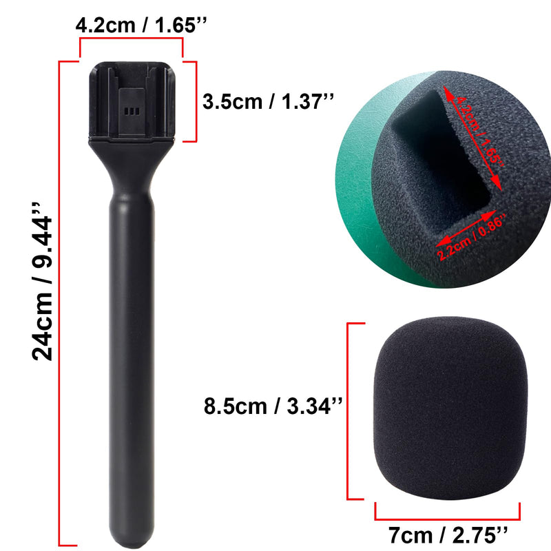 [AUSTRALIA] - Mic Holder for DJI Mic 1/2, Interview Microphone Handle for Rode Wireless GO I/II/ME/Pro, Wireless Lavalier Microphone Handheld Adapter Mount with Foam Cover for Hollyland Lark M1 Black+Pink 