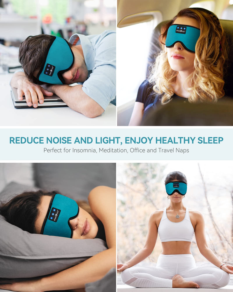 MUSICOZY Sleep Headphones 3D Bluetooth 5.4 Wireless Sleep Mask, Sleeping Headphones Music Eye Mask Earbuds for Side Sleepers, Air Travel, Meditation, Built-in Ultra Soft Thin Speakers, Pack of 2