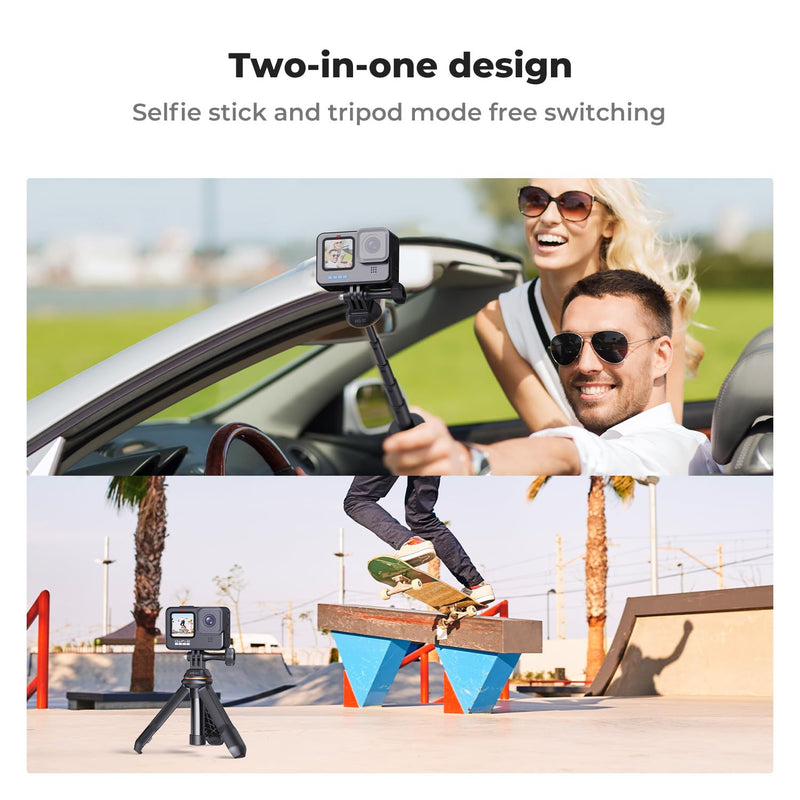 [AUSTRALIA] - K&F Concept Selfie Stick for GoPro, Portable Gopro Tripod Extendable Gopro Stick Gopro Vlog Tripod Stand for GoPro Hero 13 12 11 10 9/Max/DJI OSMO/Insta 360 AKASO Action Camera. Dark 