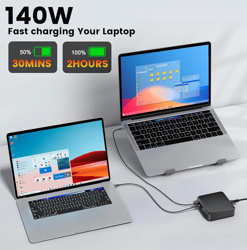 800W USB C Charger Block Fast 10-Port USB C Charging Station GaN PD 140W Laptop Charger Adapter for MacBook Pro/Air, DELL, iPad, iPhone, Samsung Galaxy