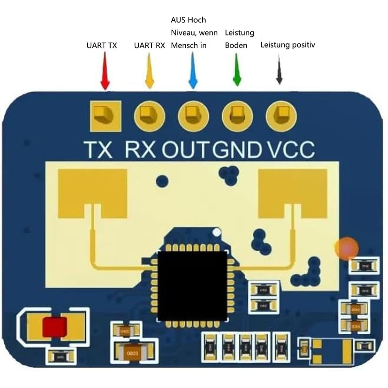 1 x Human Micromotion Detection Millimetre Wave Sensor LD2410C and 24 GHz Frequency Radar Principle Frequency Modulation Continuous Wave (FMCW) Waveform Radar Sensor Module