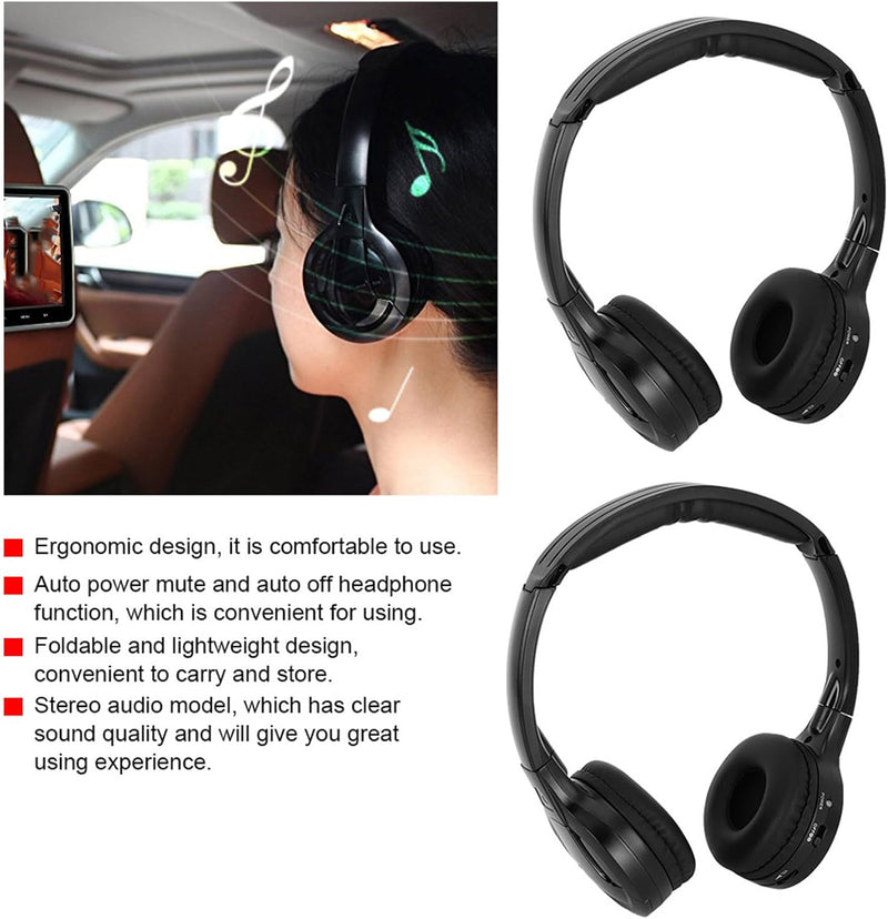 [AUSTRALIA] - Infrared Headphones for Car DVD,Universal 2 Channel IR Headphones, On-Ear Car Headphones Wireless (2 Pack) 