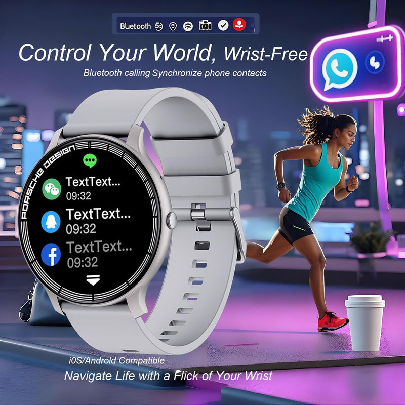 Smart Watch for Men Women (Answer/Make Calls), 128 Sports Modes, IP68 | Tracks heart rate & sleep. 15-min fast charging, 35-day battery. 128 sports modes, ideal for daily fitness tracking Pearl silver