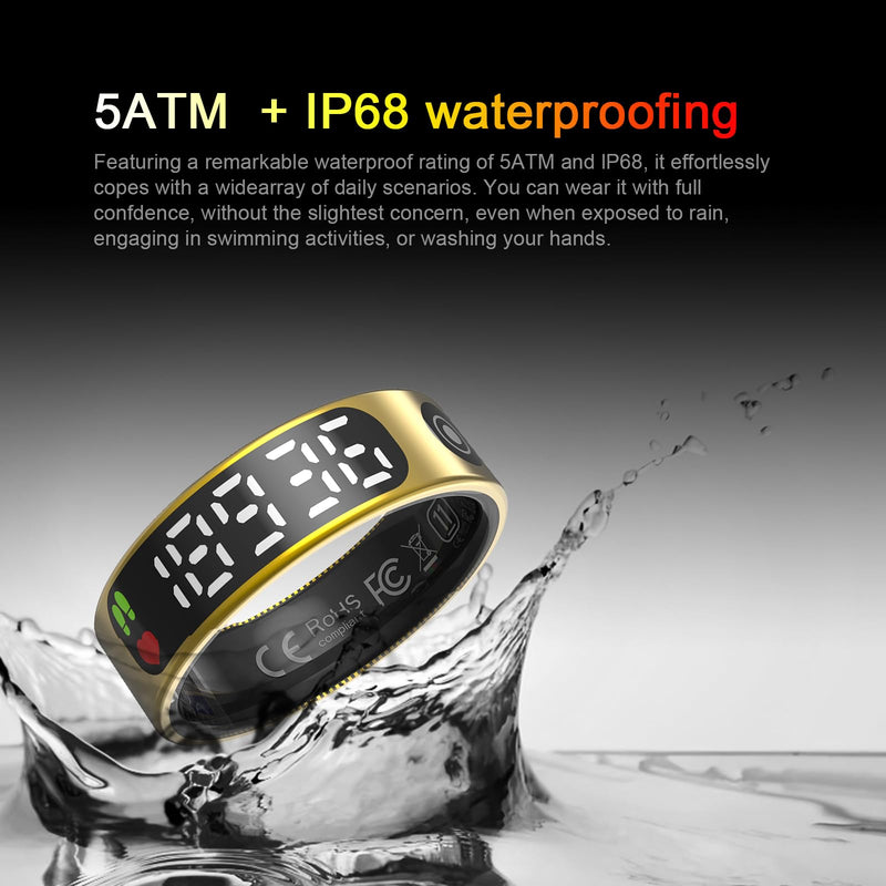 Smart Rings for Men & Women,Tracker with Fitness Health Sleep Blood Pressure Step,Smart Wearable,iOS & Android Compatible，Non-Subscription (Black, 11) Black