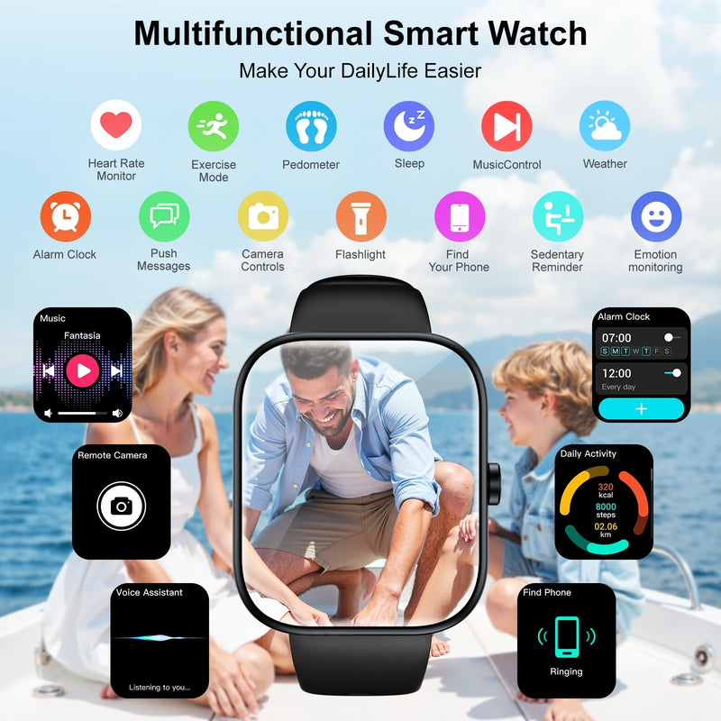MFVLP Smart Watch for Men Women, 1.83" HD Touchscreen Fitness Watch with Bluetooth Call&Message Notifications, 110+Sport Modes, 24/7 Heart Rate/Sleep Monitor, IP68 Waterproof for Android iOS