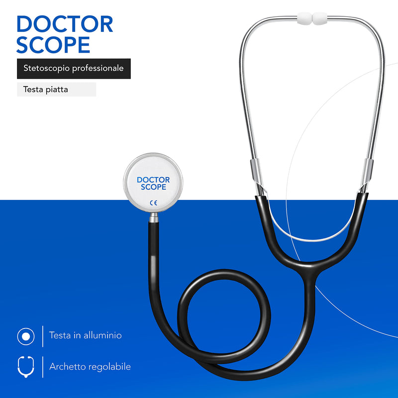 AIESI® Flat Head Stethoscope Professional for Adults in Black Colour Doctor Scope