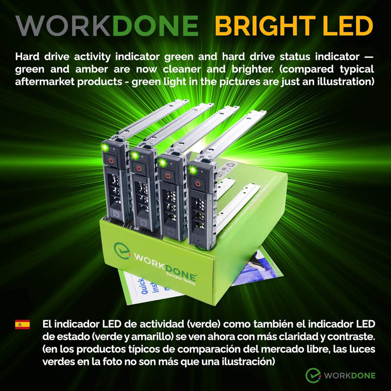 WORKDONE 4-Pack 3.5" LFF Carrier - fits Dell PowerEdge 17-14th Gen Y796F | Only for bigger 4.2" Wide Hot-Swap Bay, R250 R350 T350 R450 T550 R550 R650xs R750xs R6515 R6525 R7515, Labels, Manual, Screws