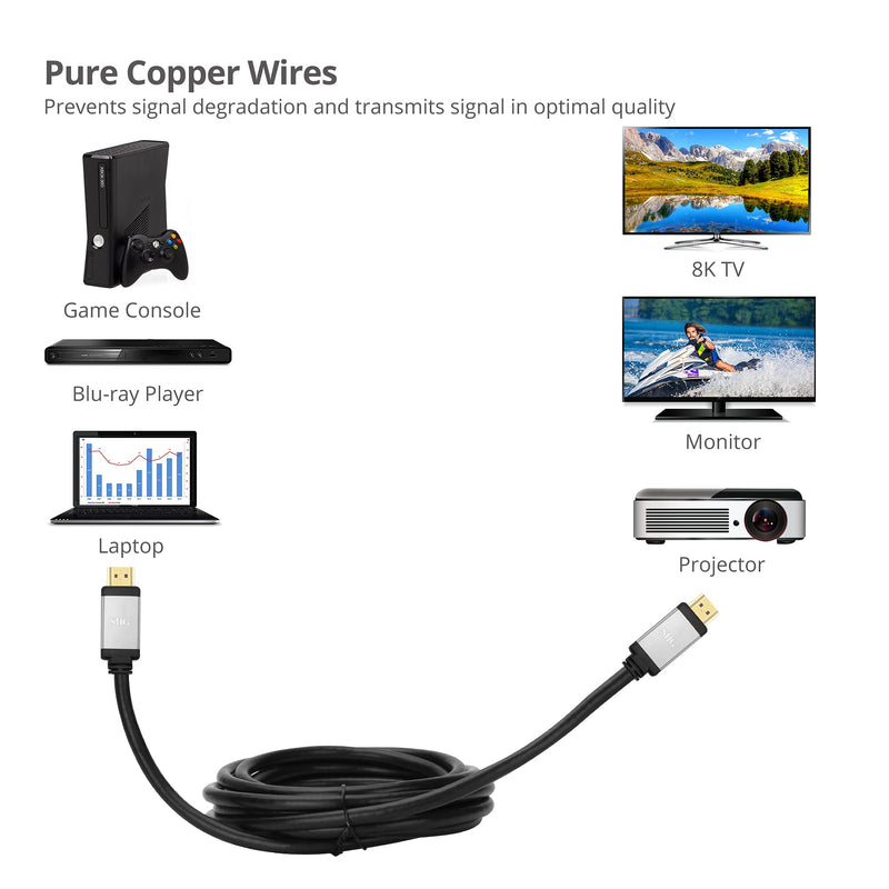 SIIG 8K60Hz Ultra High Speed HDMI Cable, 16ft, CB-H21111-S1 | Carry 8K60Hz HDMI video at 48Gbps over 16ft; HDR and eARC support gaming and AV displays. 16 FT