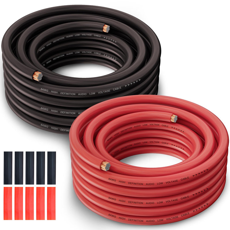 10 Gauge Wire (25FT Each, Black/Red), 2-Pack Translucent Power Ground Cable, CCA, Primary Automotive Wire, Battery Wire, Car Audio Amp Wire, Trailer Harness Cord, Lightning Wire, Electrical 10AWG Wire 25FT Black+Red