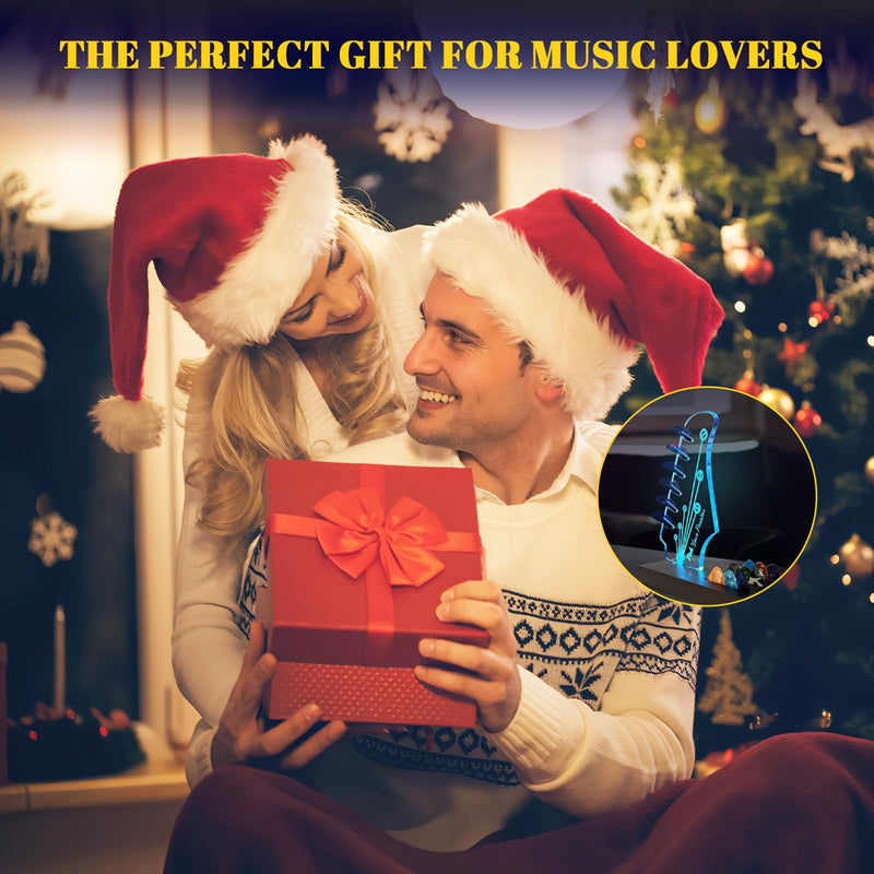 Light Up Guitar Pick Holder, Wooden Guitar Pick Holder for Picks Storage and Display, Music Gift for Men Guitar Music Lovers Players Guitarist, Guitar Accessories Guitar Pick Holder-1