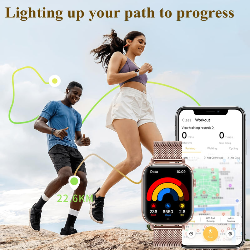 Smart Watches for Women,1.83" HD Watch with Calls and Messages/Heart Rate/Sleep/Female Cycle,Fitness Tracker Smartwatch for Android/iOS Compatible,Silver & Gold