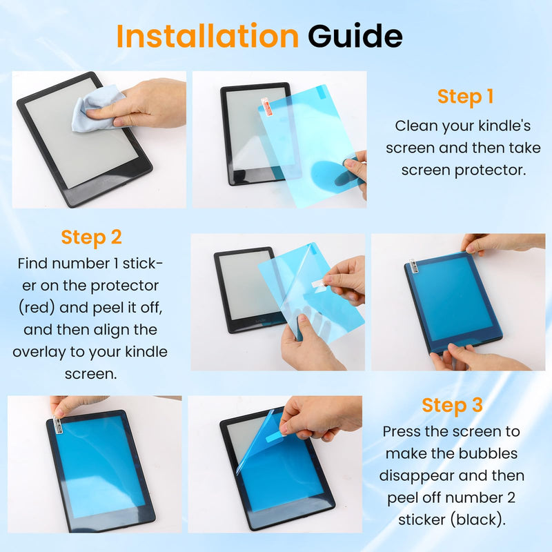 4 in 1 Clear Case with 2 Screen Protector and 50 Sticker for Kindle Paperwhite 11th Gen 2021 & Signature Edition (6.8"),【All-Around Protection】【Light Weight】【Anti-Scratch】Kindle Paperwhite Case, Clear