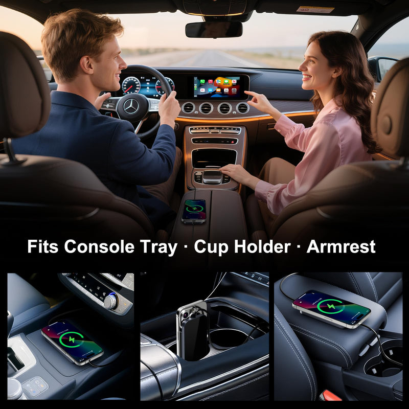 Wireless CarPlay Adapter with Magnetic 15W Fast Charging for iPhone 17/16/15/14/13/12 Series – Wired to Wireless CarPlay Converter, Auto-Connection Plug & Play 4.65 inches