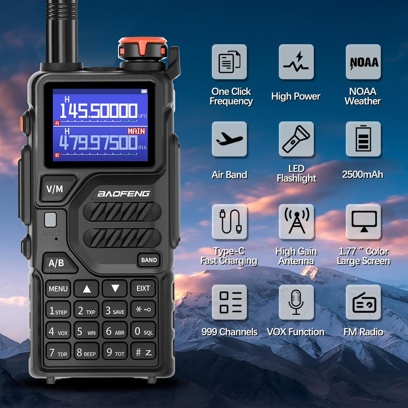 BAOFENG Radio K5PLUS Ham Radio Handheld UV-K5 Walkie Talkies Long Range Two Way Radio,GMRS Radio with Copy Frequency,AM,USB-C Charging for Hunting Survival Gear